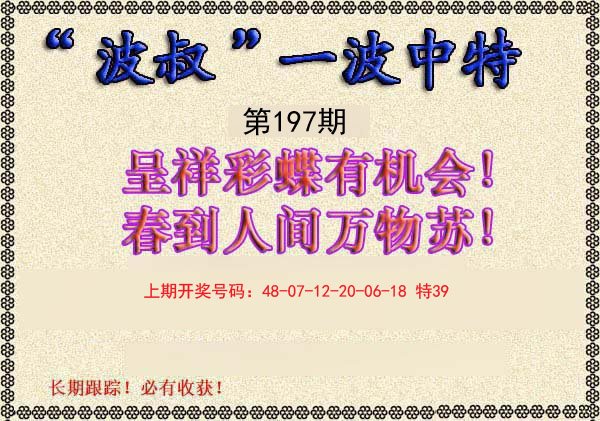 2024197期波叔一波中特