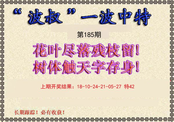 2024185期波叔一波中特
