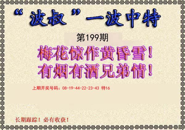 2024199期波叔一波中特
