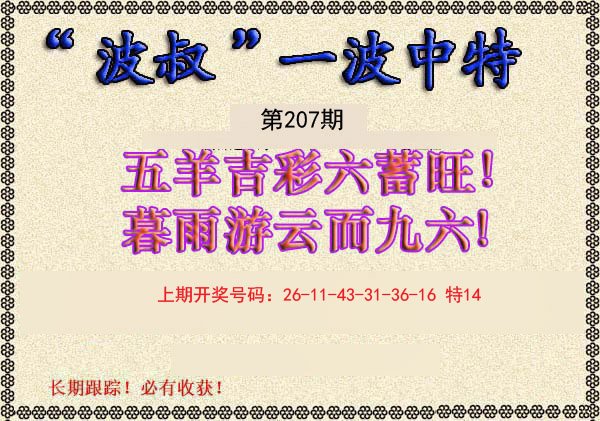 2024207期波叔一波中特