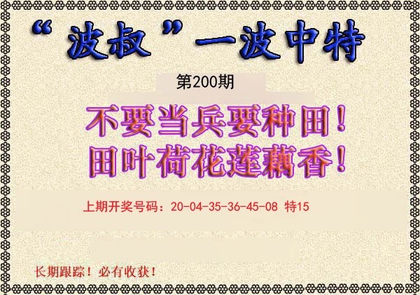 2024200期波叔一波中特