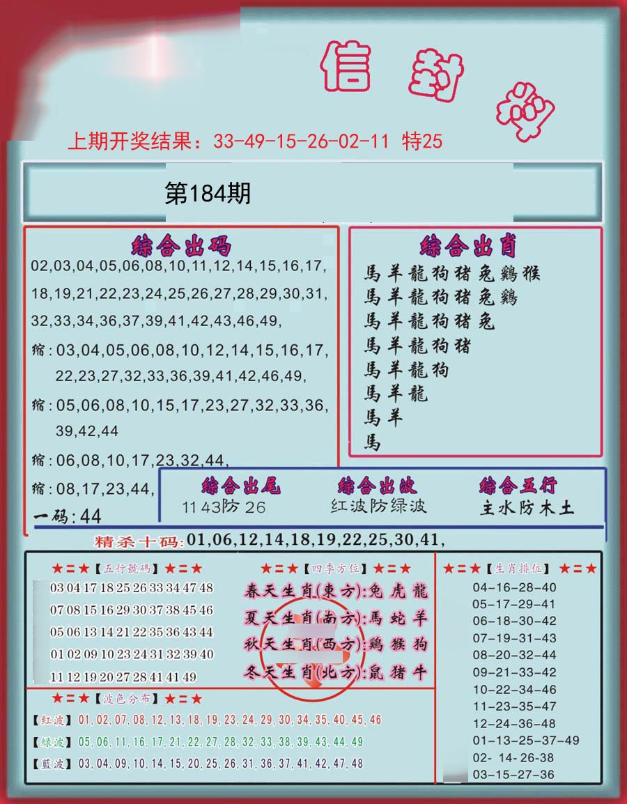 2024184期信封料