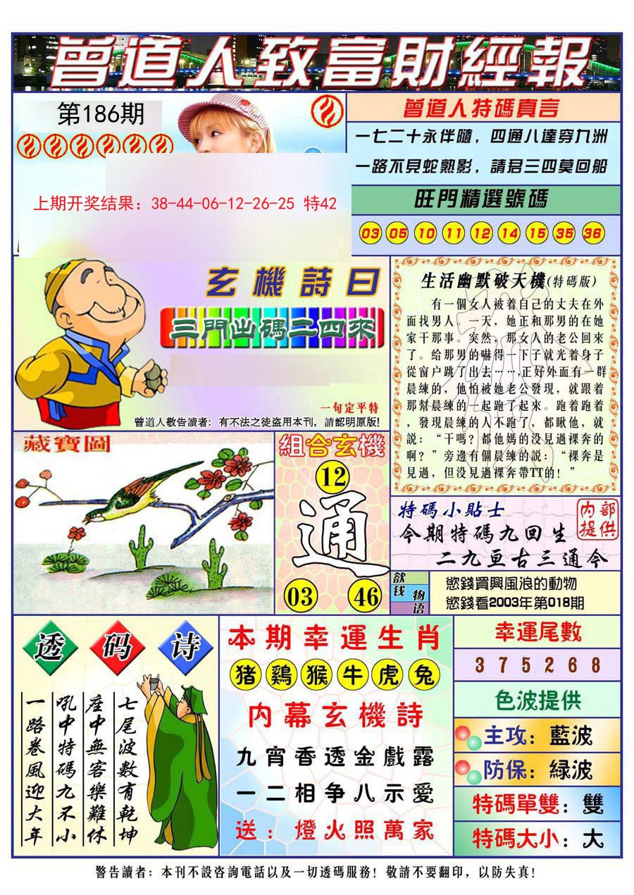 2024186期曾道人致福财经