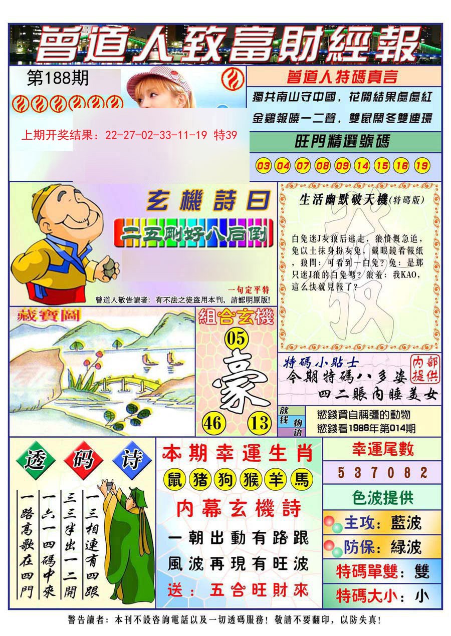 2024188期曾道人致福财经