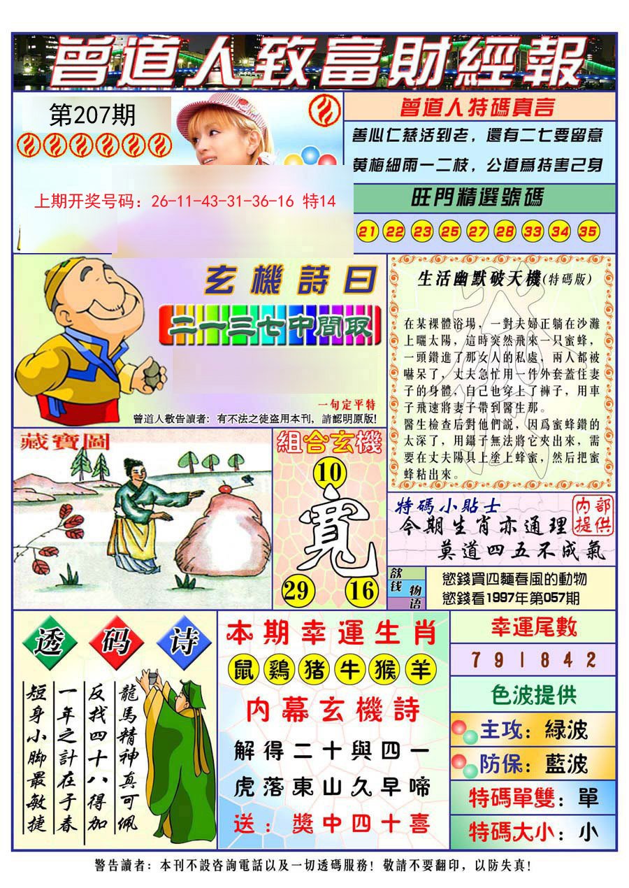 2024207期曾道人致福财经