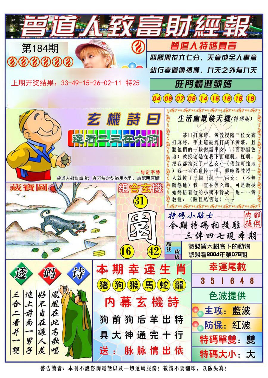 2024184期曾道人致福财经