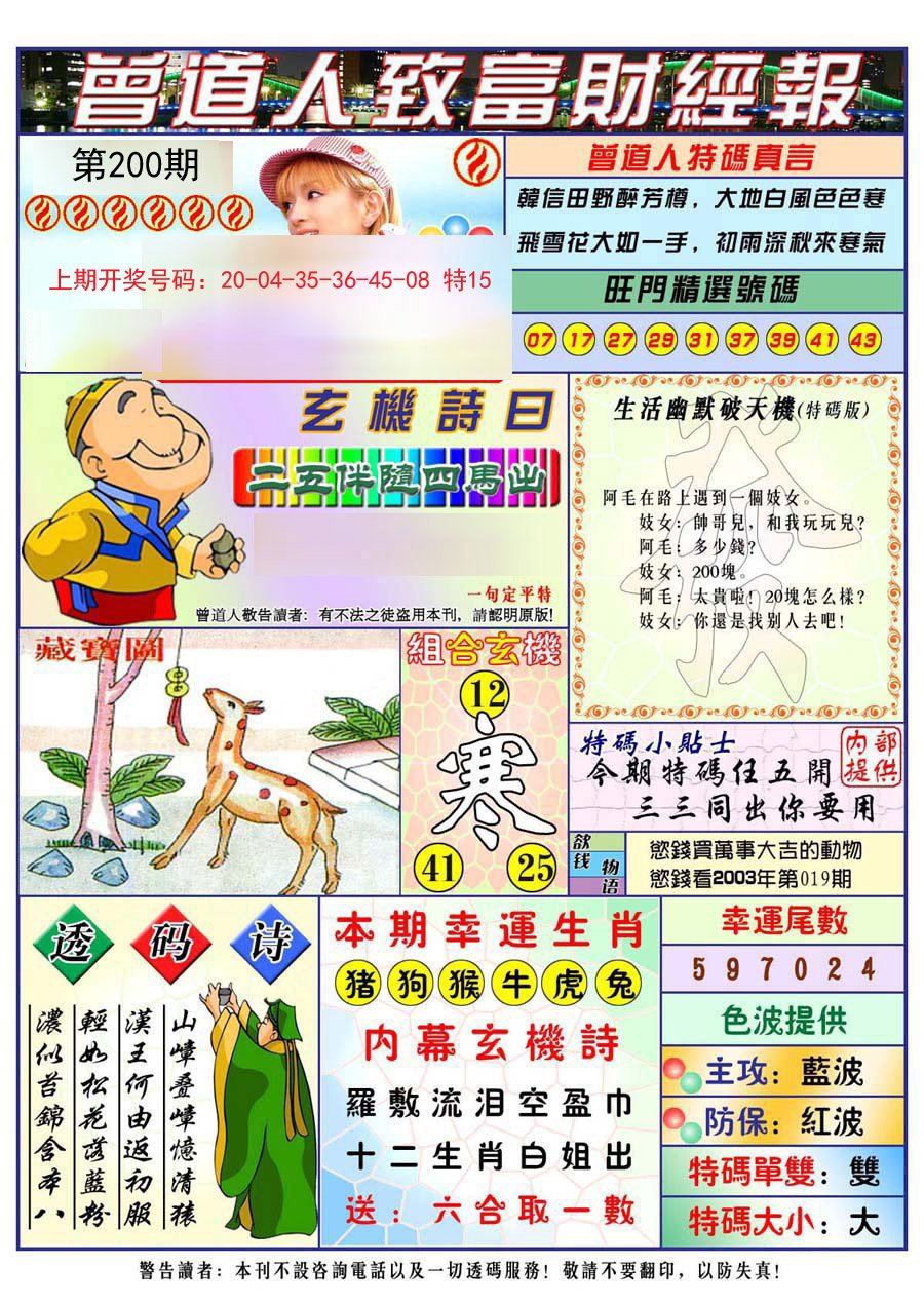 2024200期曾道人致福财经