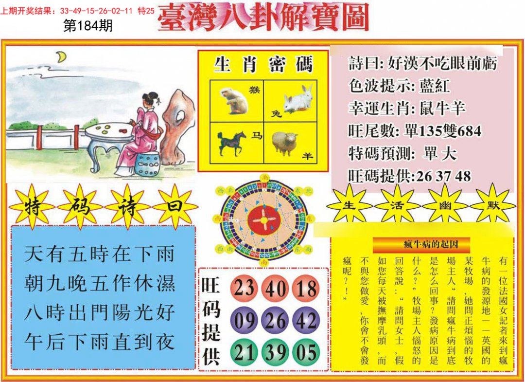 2024184期台湾八卦解宝图
