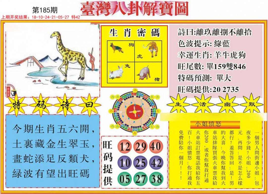 2024185期台湾八卦解宝图