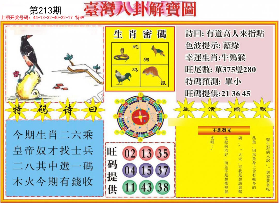 2024213期台湾八卦解宝图