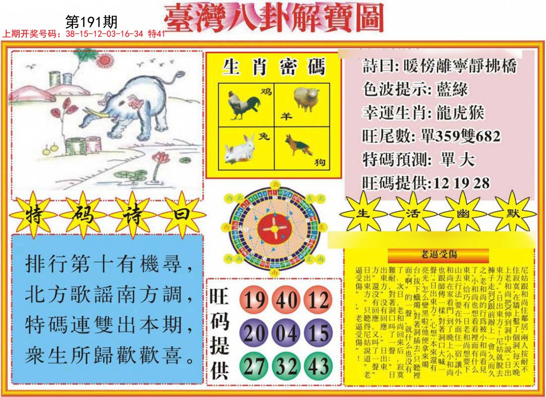 2024191期台湾八卦解宝图