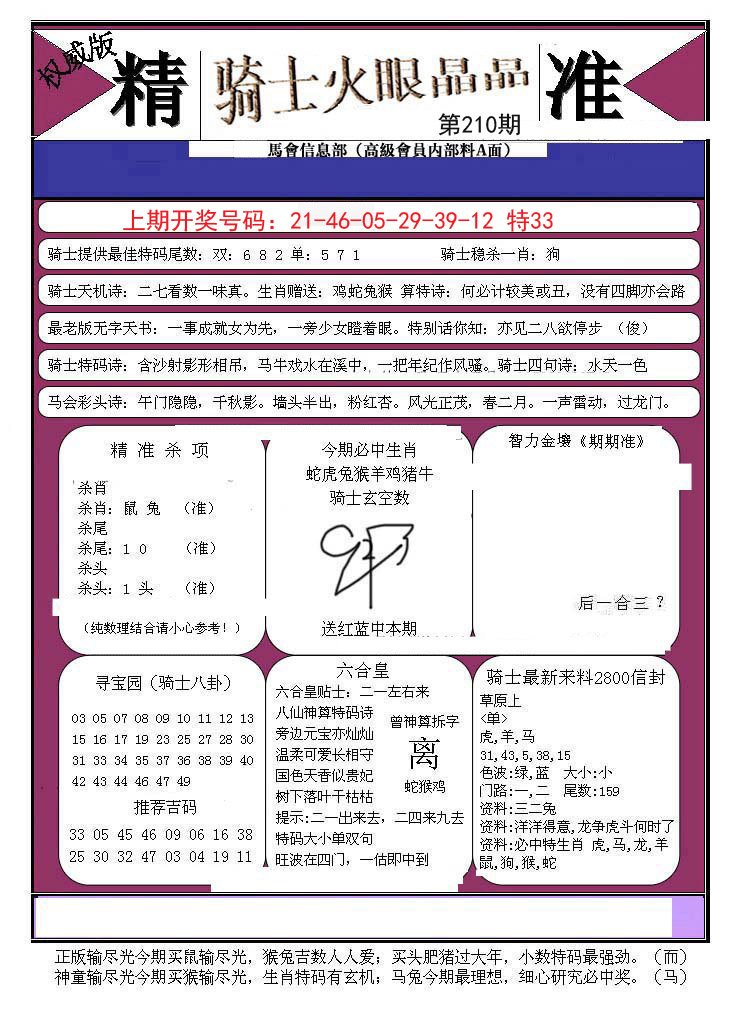2024210期骑士火眼晶晶B