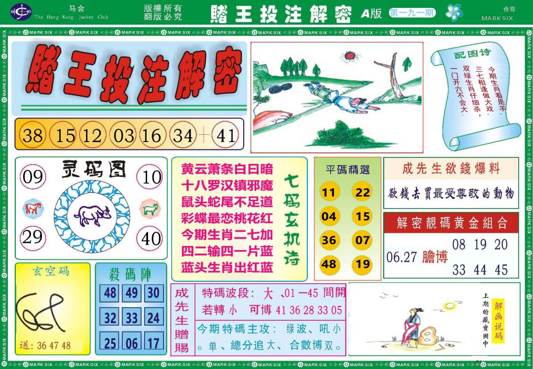 2024191期赌王投注解密