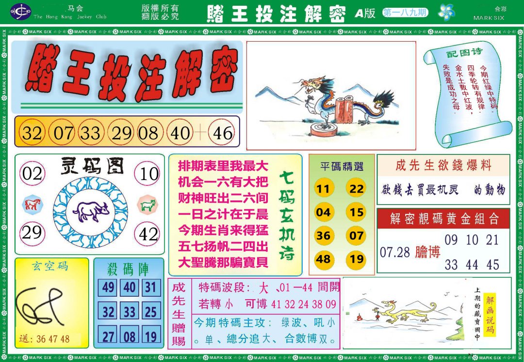 2024189期赌王投注解密