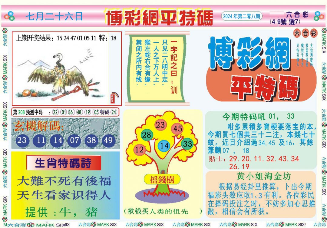 2024208期博彩网平特报