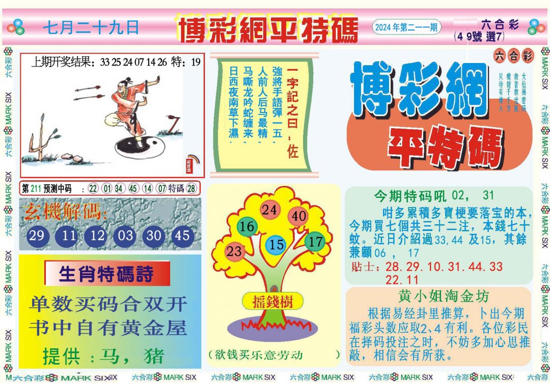 2024211期博彩网平特报