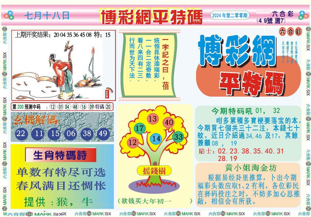 2024200期博彩网平特报