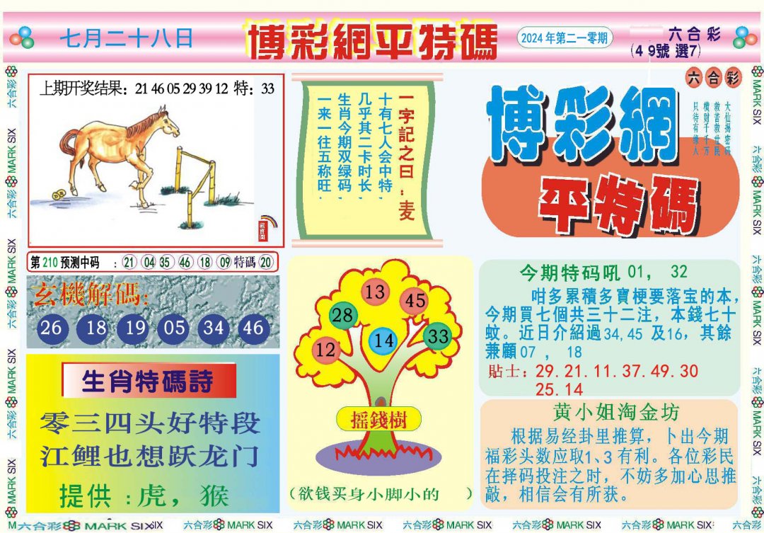 2024210期博彩网平特报