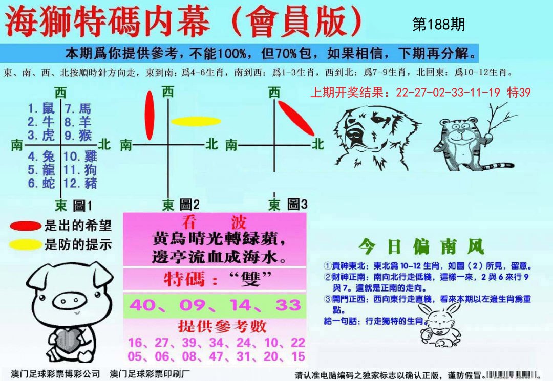 2024188期海狮特码会员报