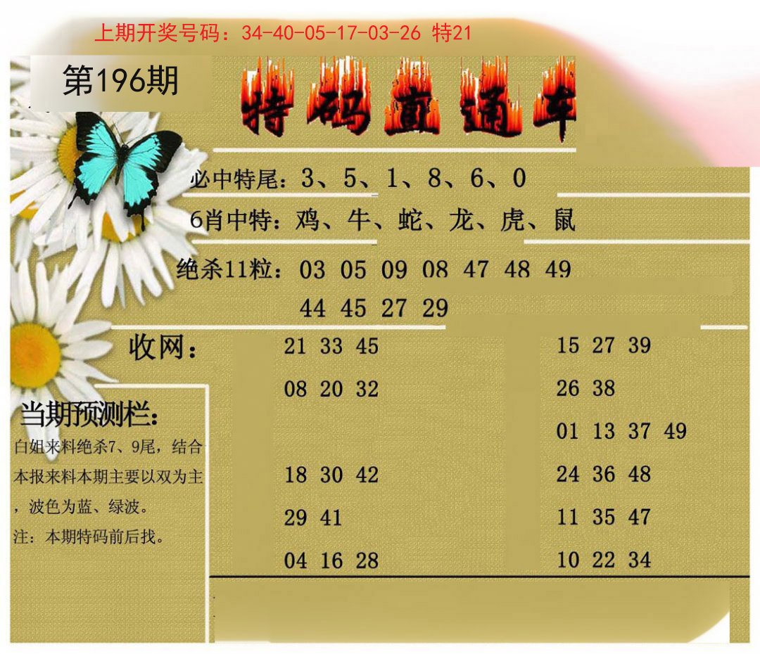 2024196期特码直通车