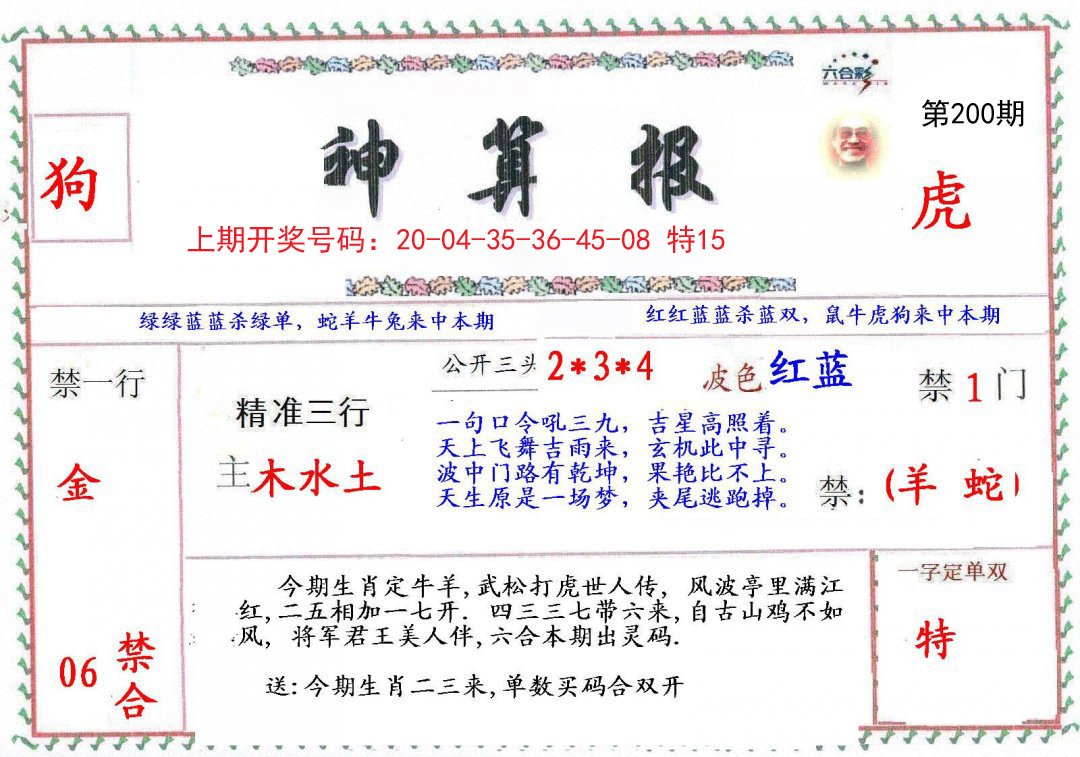 2024200期神算報