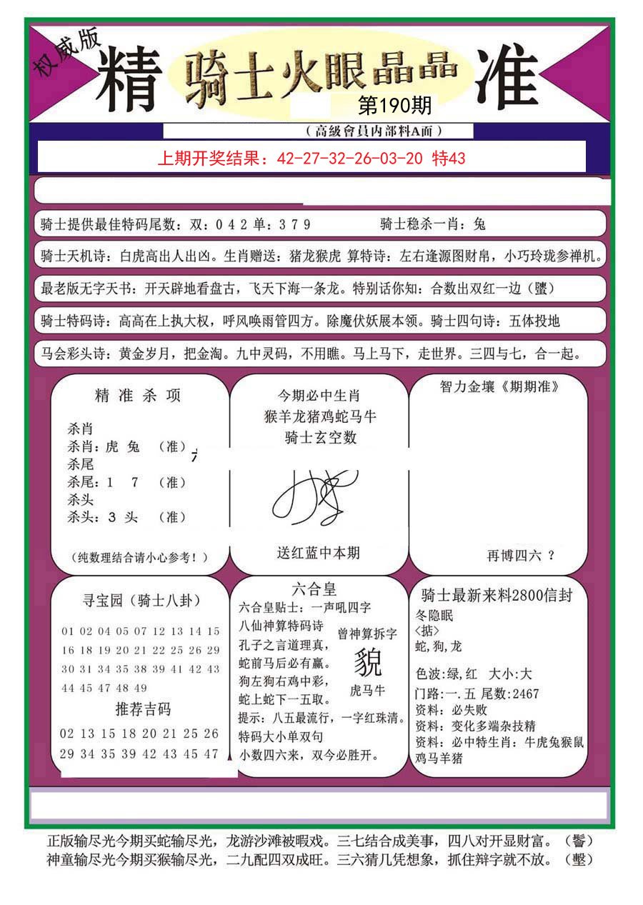 2024190期骑士火眼晶晶（正）