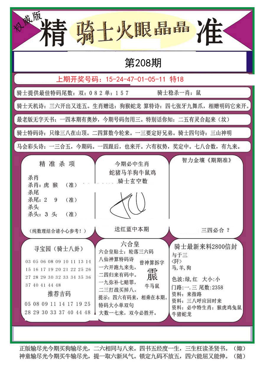 2024208期骑士火眼晶晶（正）