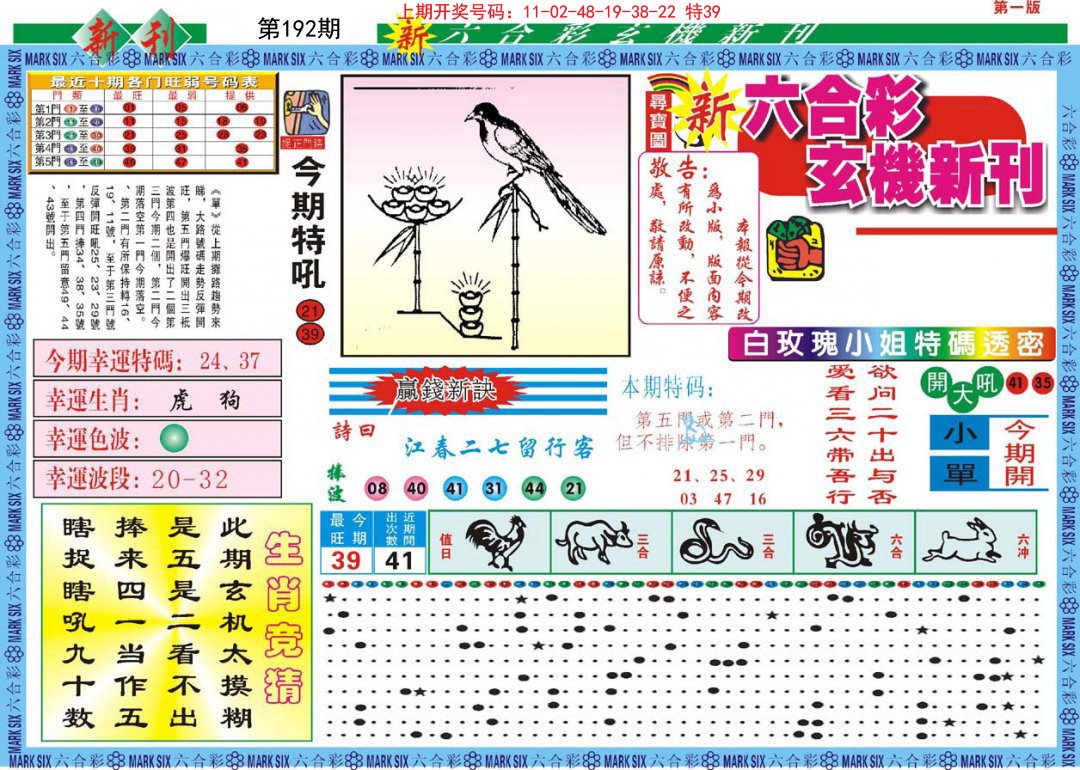 2024192期新六合彩特码新刊A