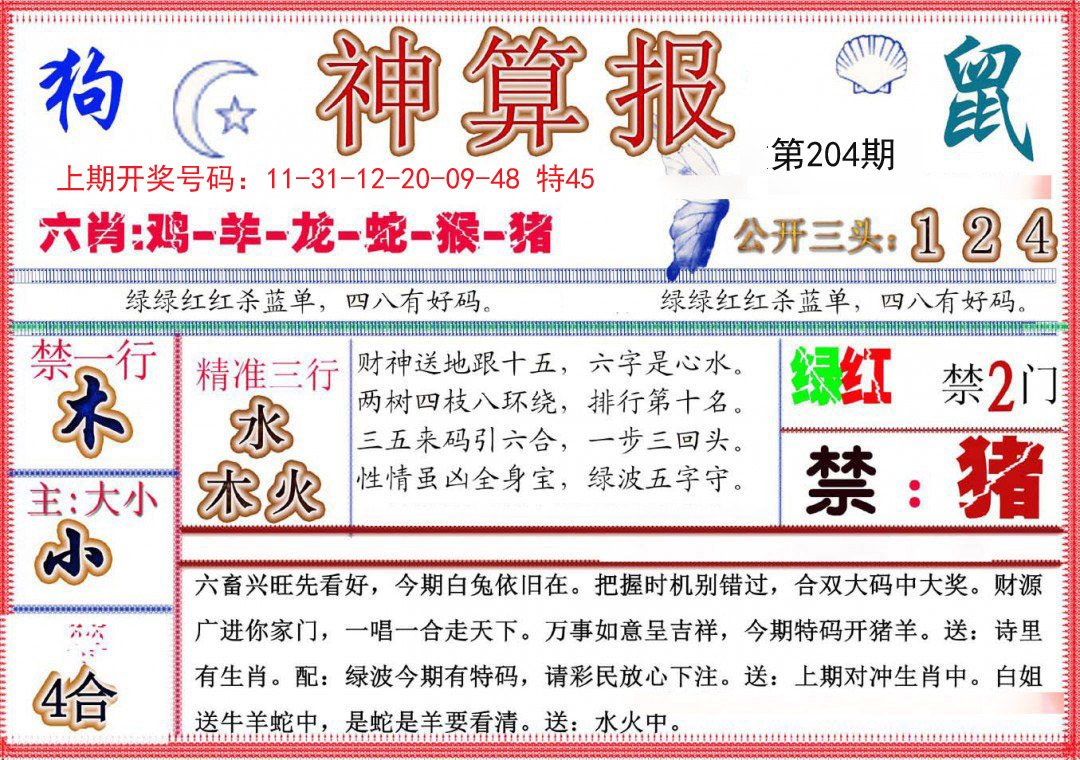 2024204期神算报(新版)