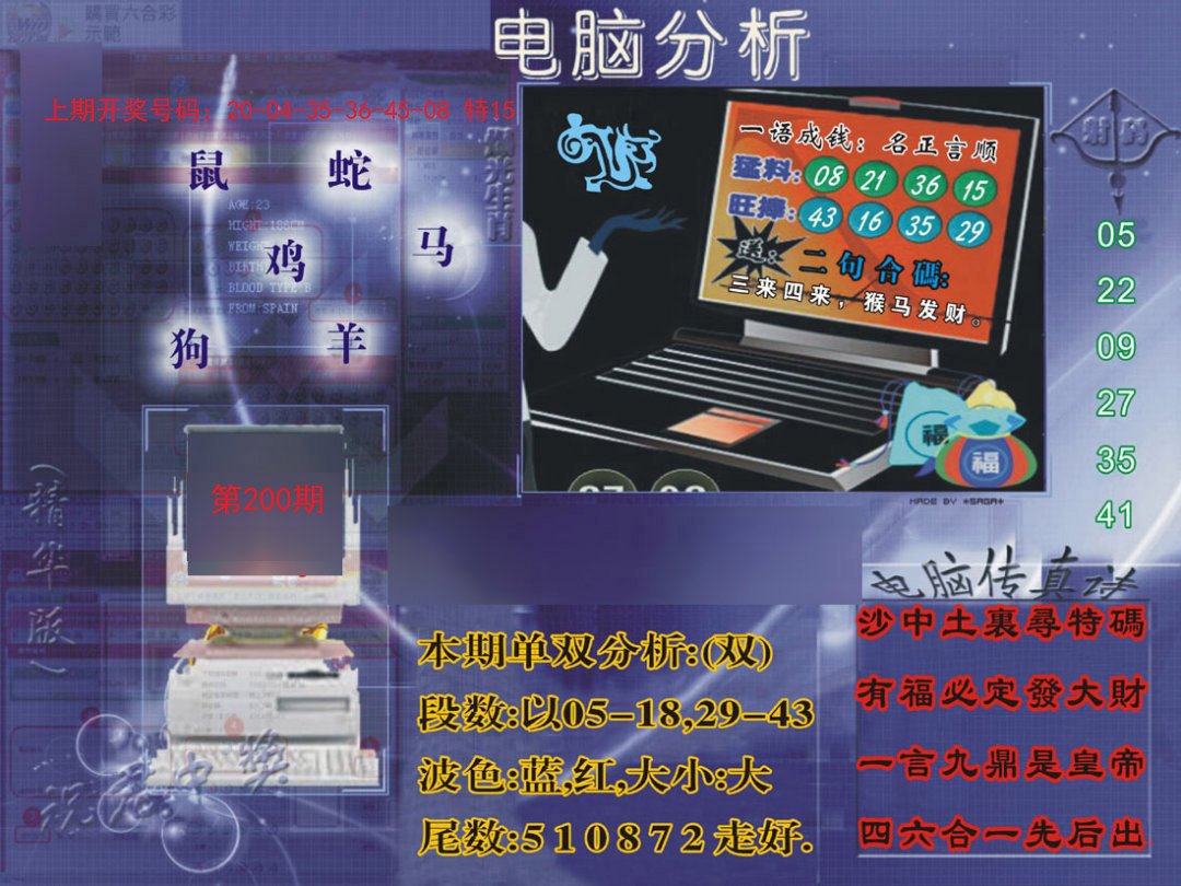 2024200期正版电脑分析贴士報