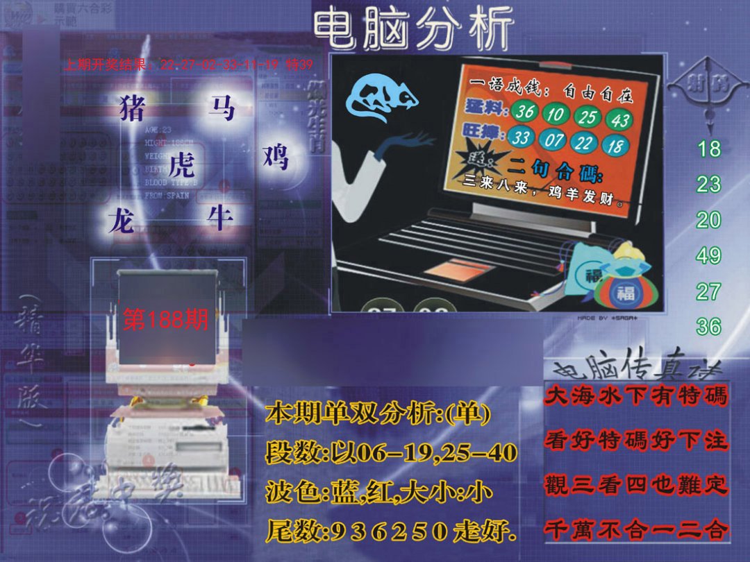 2024188期正版电脑分析贴士報