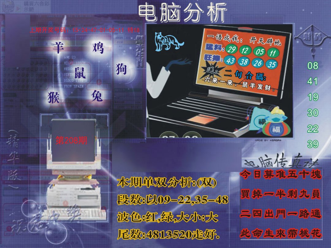 2024208期正版电脑分析贴士報