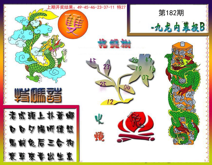 2024182期九龙内幕特肖图a