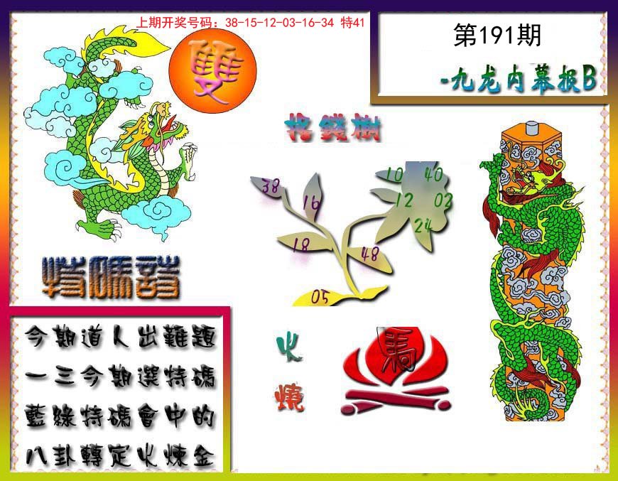 2024191期九龙内幕特肖图a
