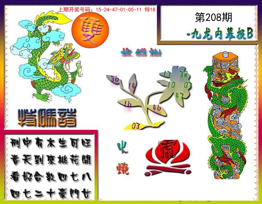 2024208期九龙内幕特肖图a