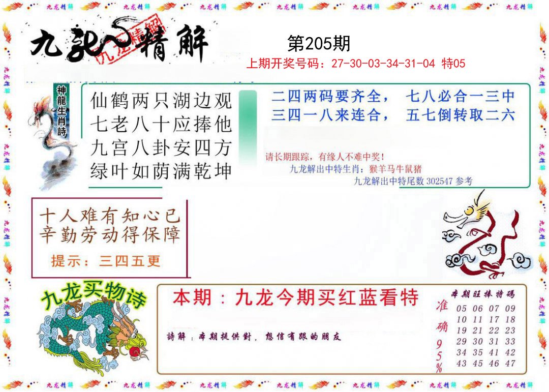 2024205期九龙精解