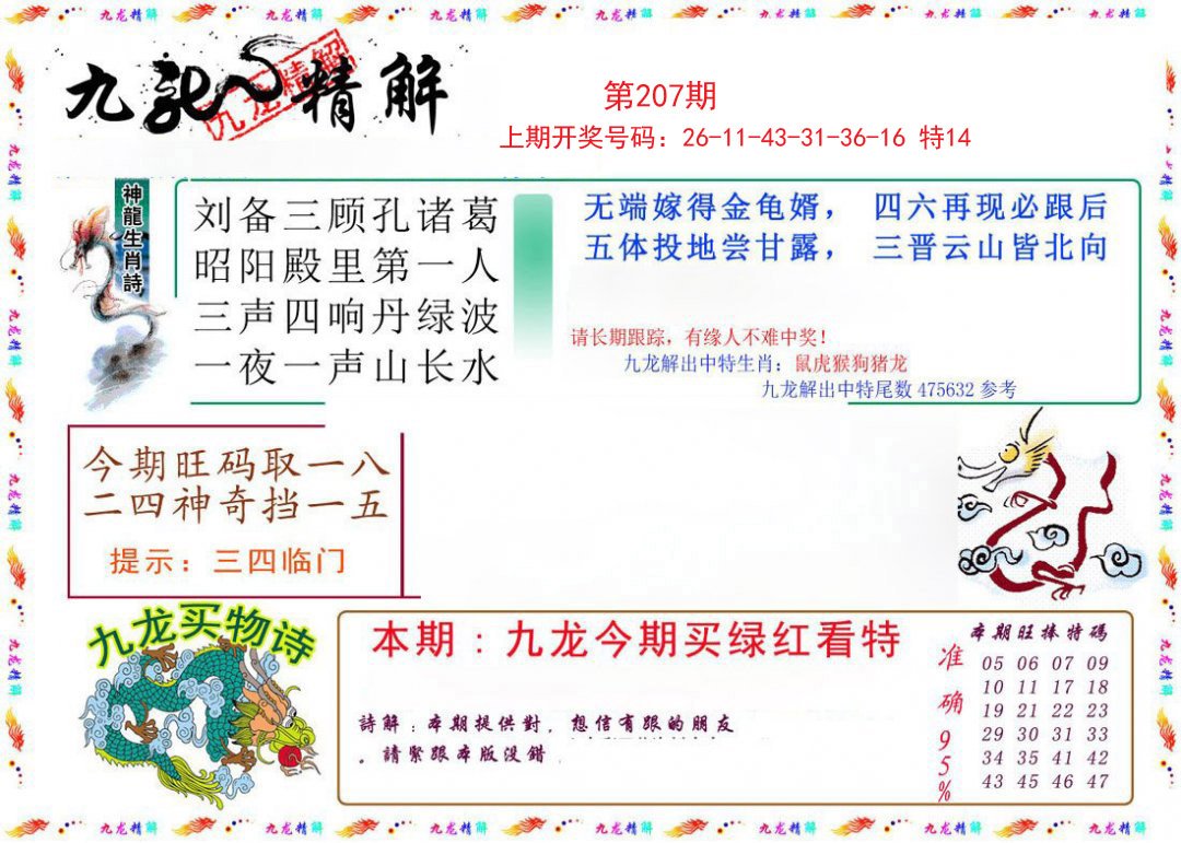2024207期九龙精解