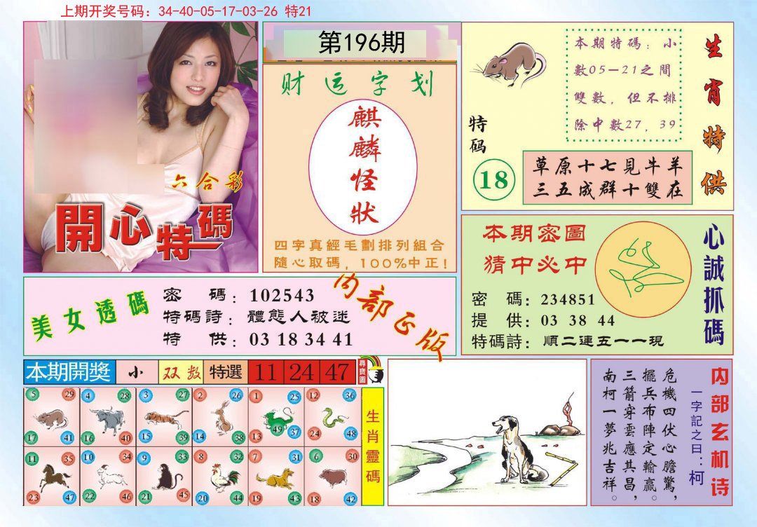 2024196期开心特码