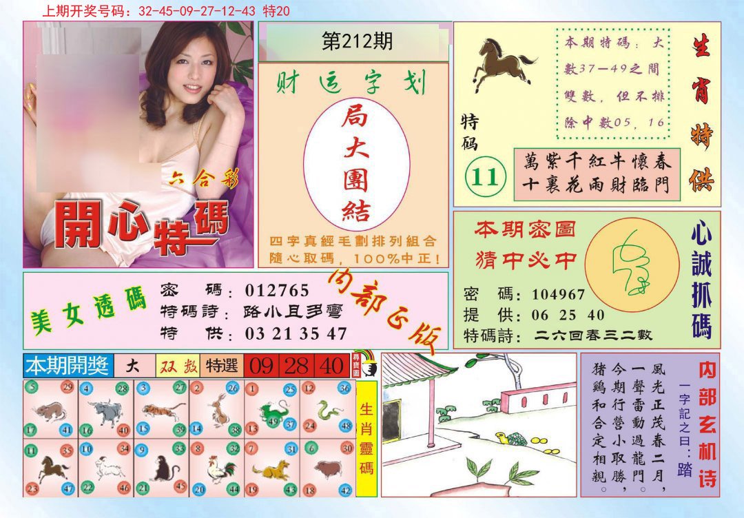 2024212期开心特码