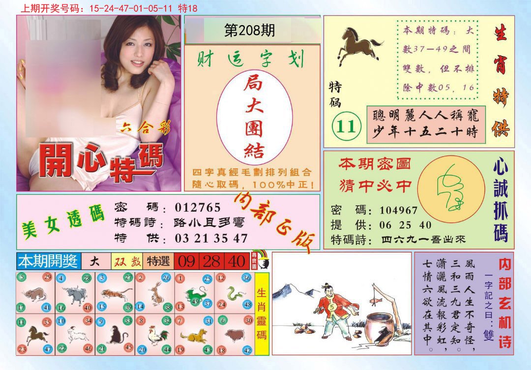 2024208期开心特码