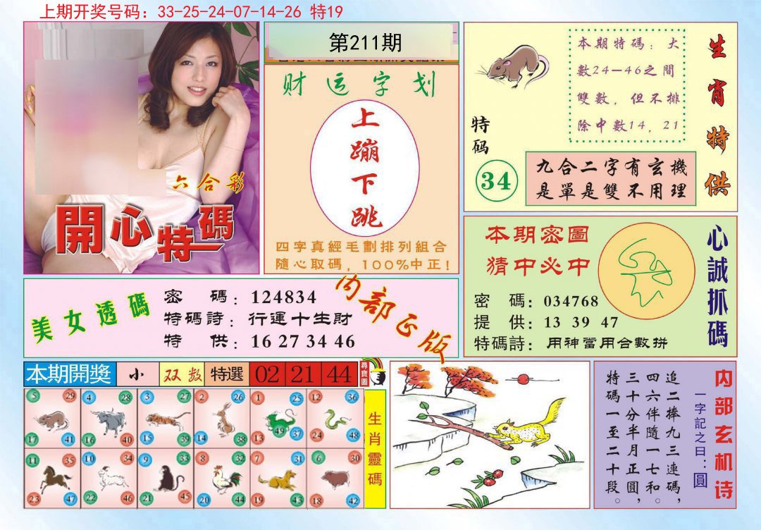 2024211期开心特码