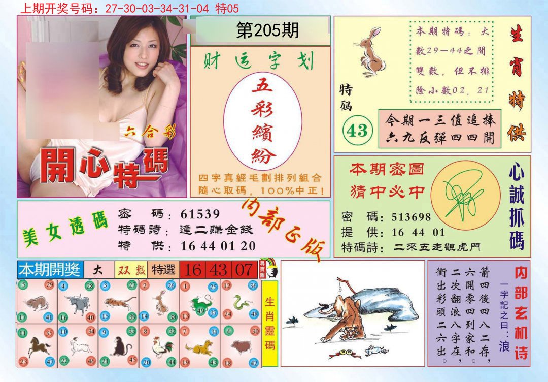 2024205期开心特码