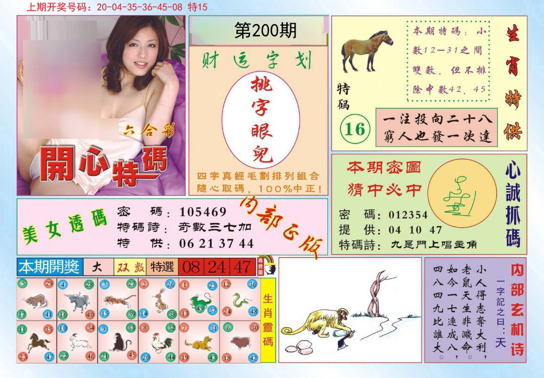 2024200期开心特码