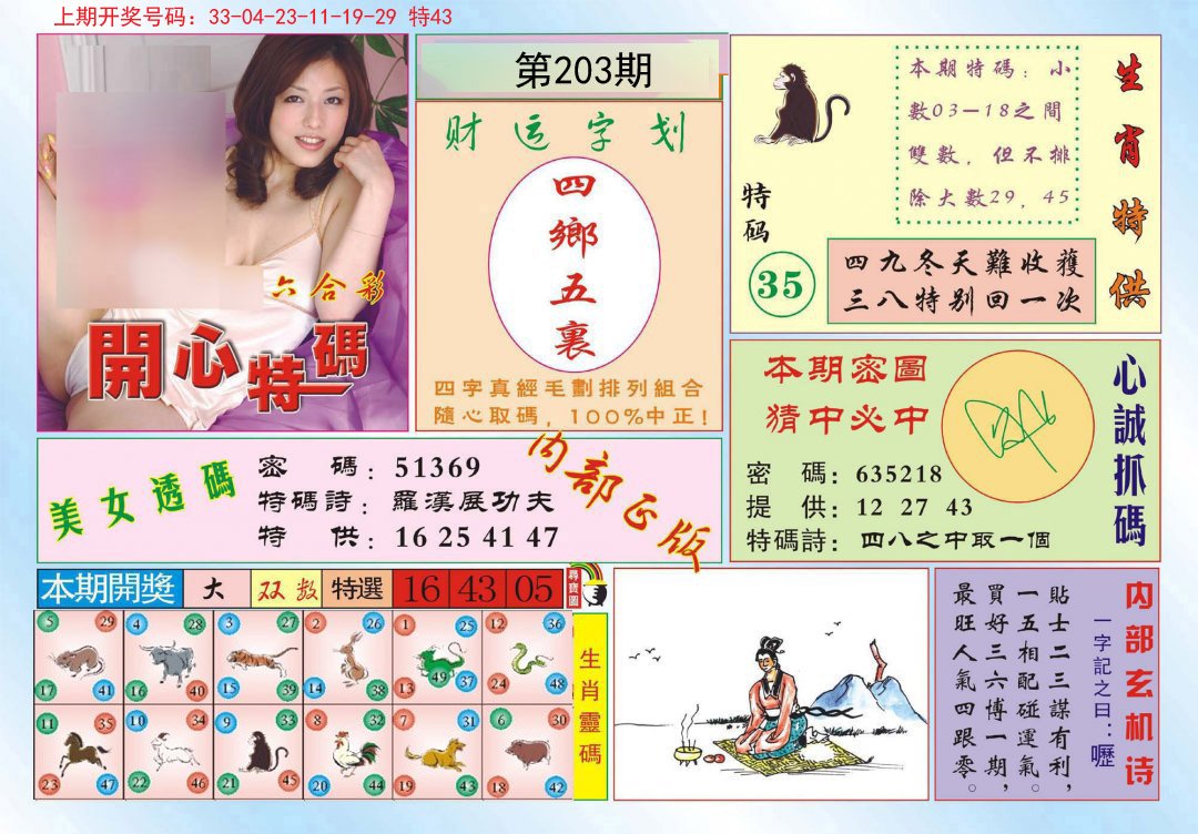 2024203期开心特码