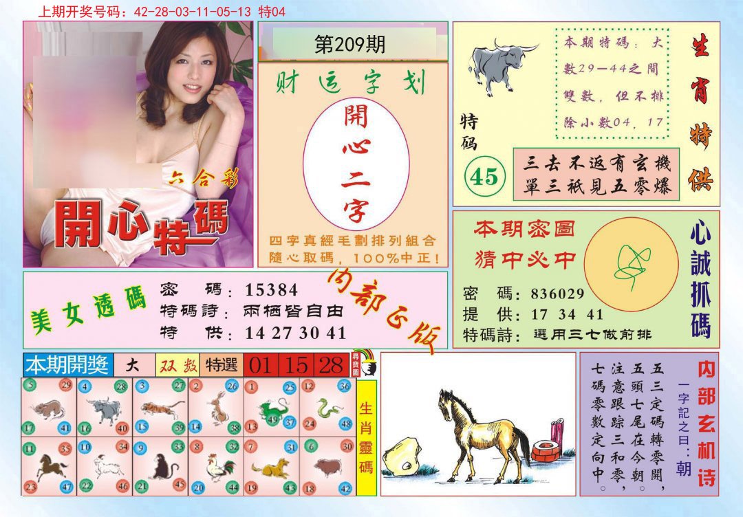 2024209期开心特码