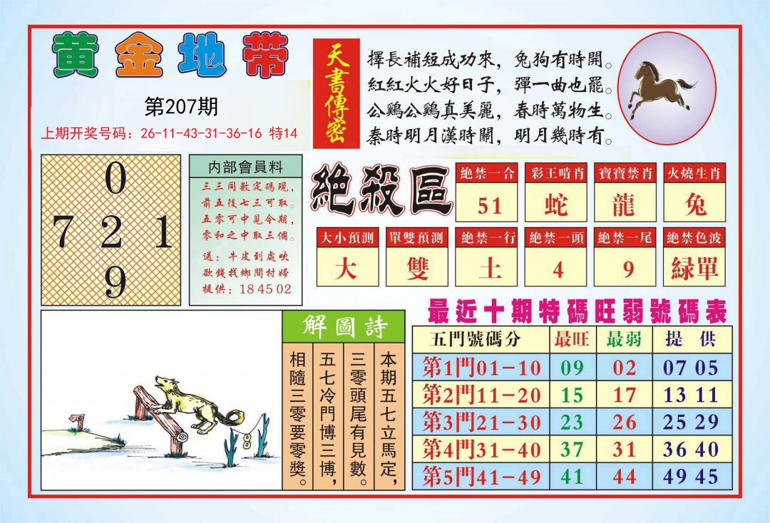 2024207期黄金地带