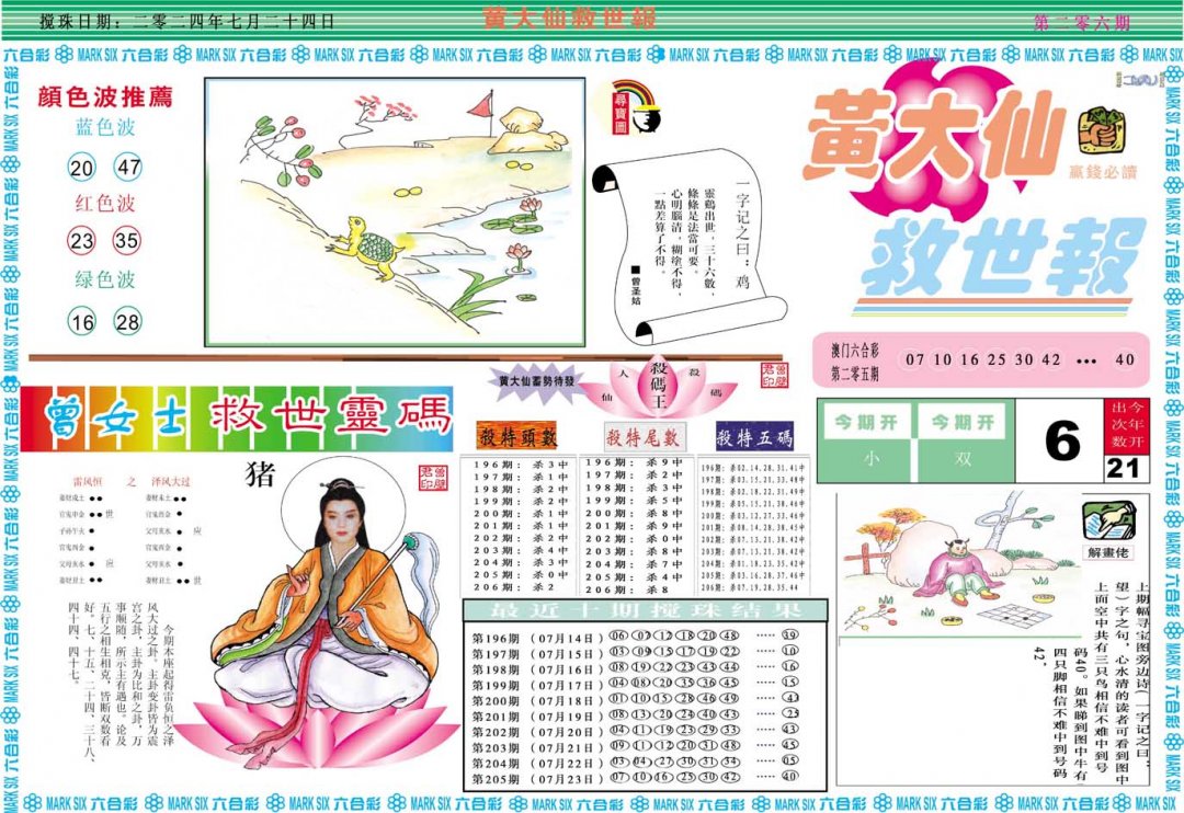 2024206期黄大仙救世A