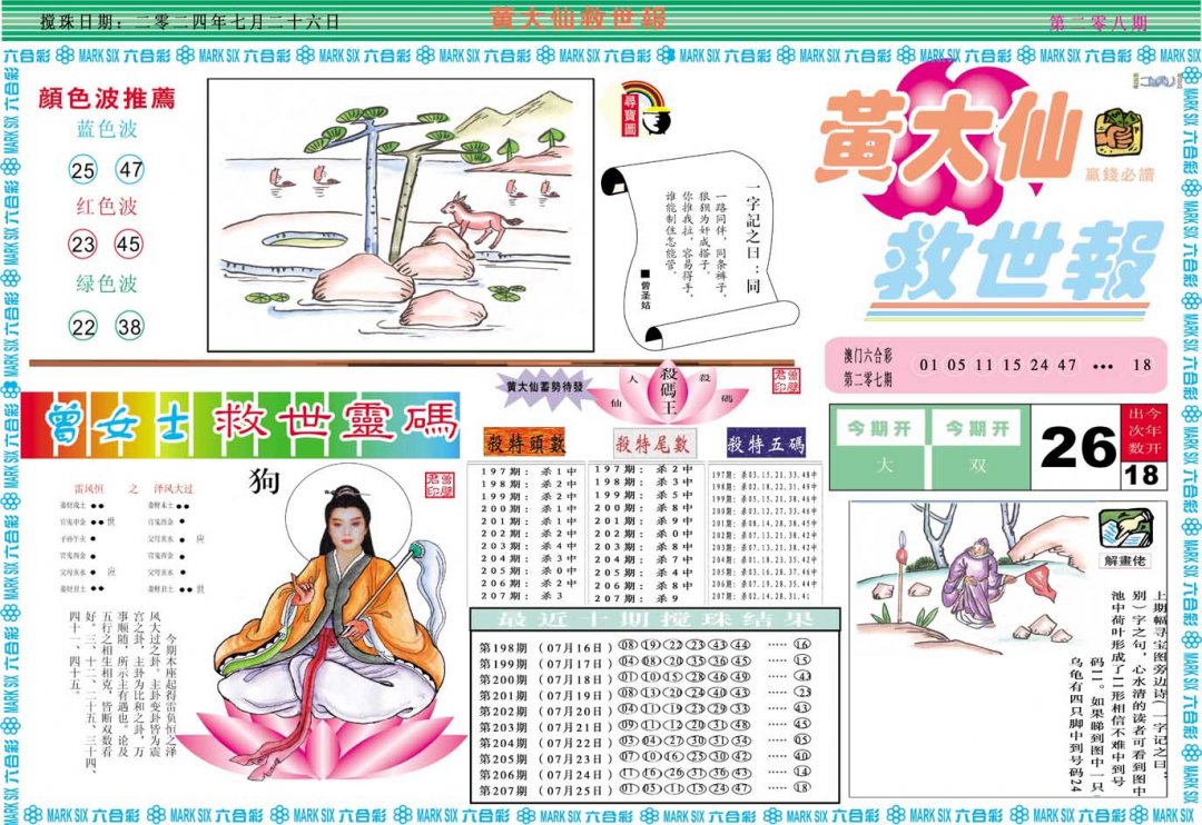 2024208期黄大仙救世A