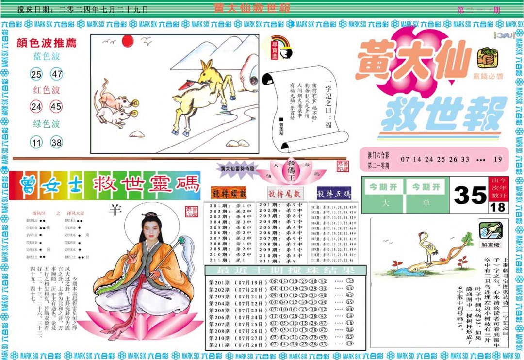 2024211期黄大仙救世A
