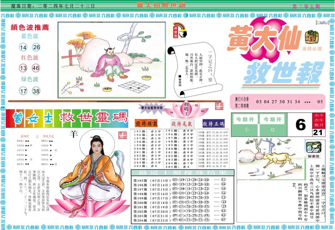 2024205期黄大仙救世A